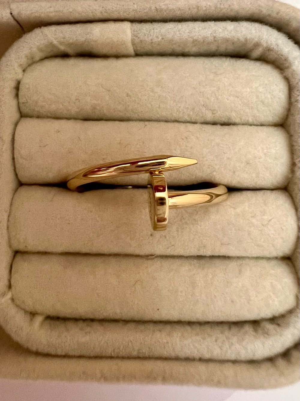 18K Pure Gold Nail-Style Open Ring - Women Jewelry